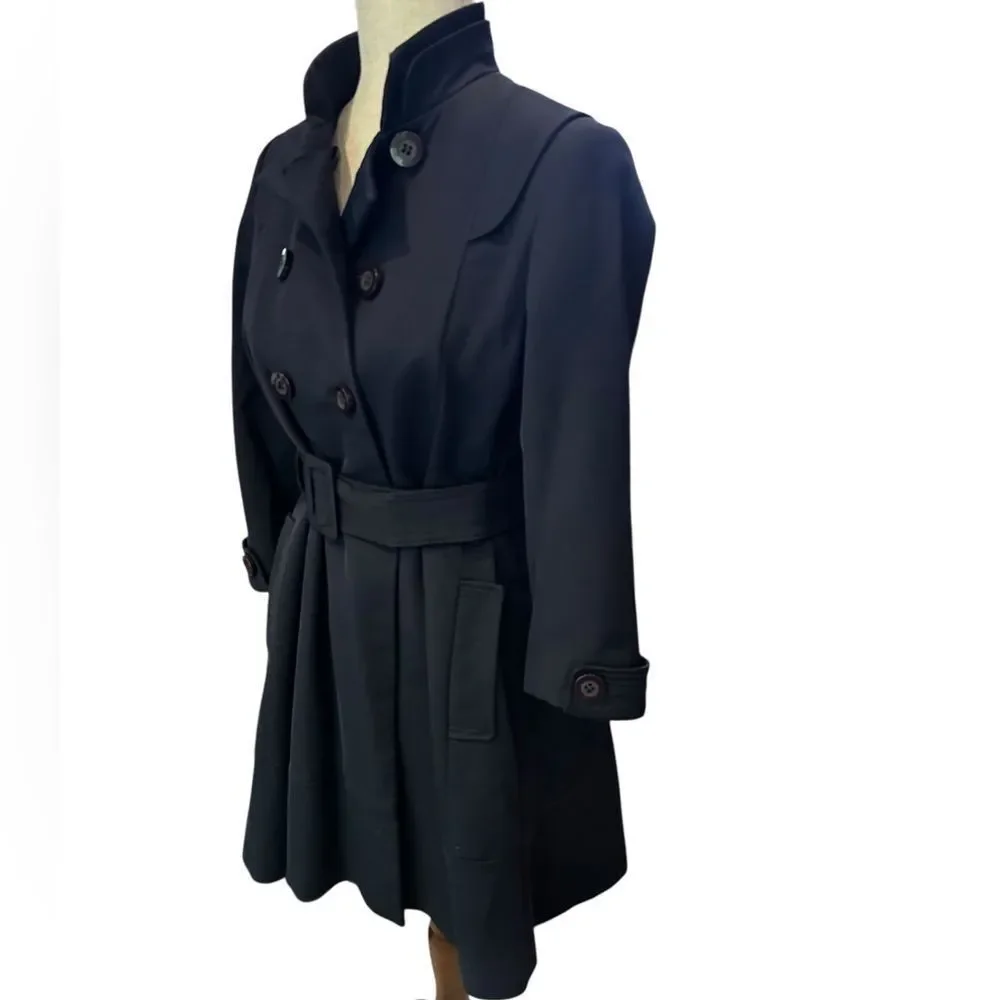 Reiss dark blue double breasted coat-three-quarter length sleeves fully lined XS